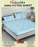 Valuables Printed Fitted Cotton Double Bedsheet with 2 Pillow Covers 180x102, Double Size Bed Sheet, Chase Value, Chase Value