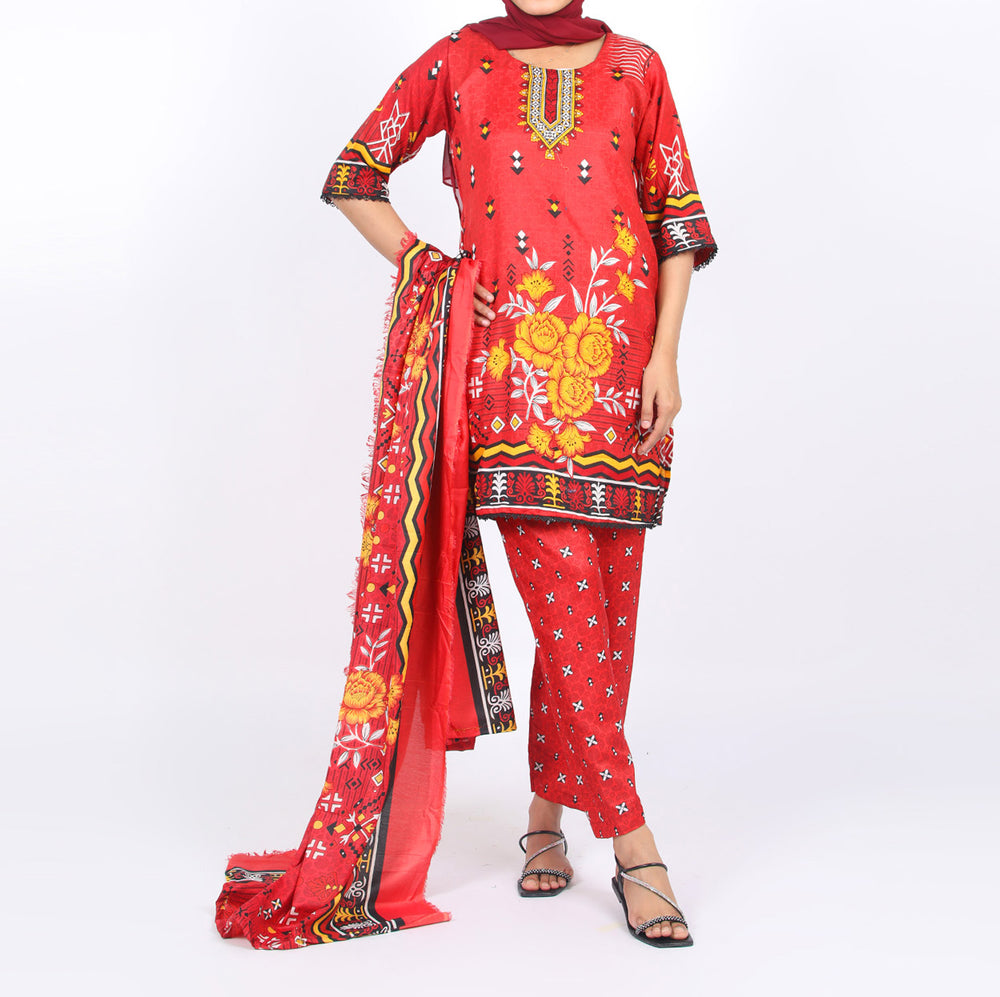 Shataj Febron Wash & Wear Unstitched Printed 3Pcs Suit - A1, Women, 3Pcs Shalwar Suit, Shataj, Chase Value