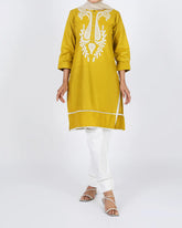 Women's Embroidered Kurti - Mustard