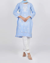 Women's Embroidered Kurti - Sky Blue