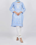Women's Embroidered Kurti - Sky Blue, Women Ready Kurtis, Chase Value, Chase Value