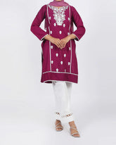 Women's Embroidered Kurti - Plum, Women Ready Kurtis, Chase Value, Chase Value