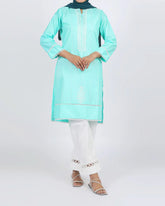 Women's Embroidered Kurti - Aqua, Women Ready Kurtis, Chase Value, Chase Value