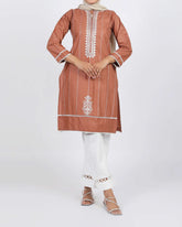 Women's Embroidered Kurti - Coffee, Women Ready Kurtis, Chase Value, Chase Value