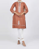 Women's Embroidered Kurti - Coffee, Women Ready Kurtis, Chase Value, Chase Value
