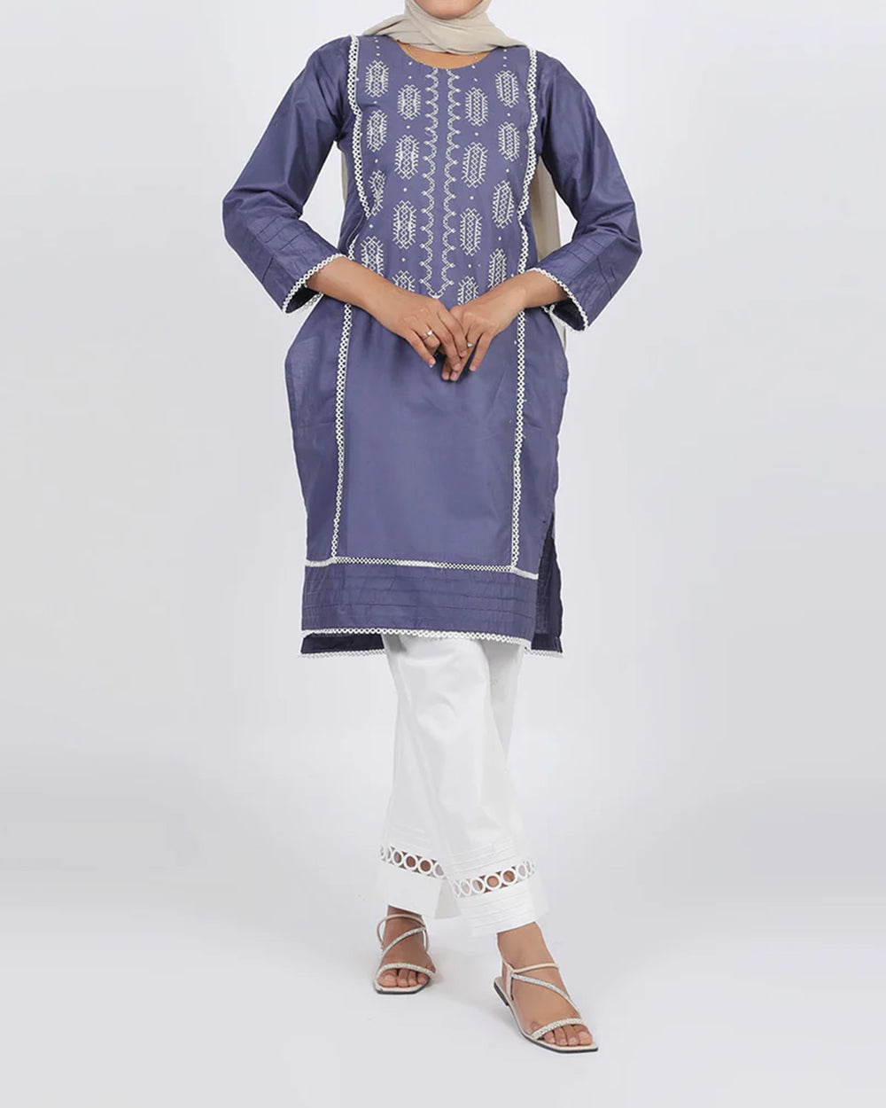 Women's Embroidered Kurti - Light Purple, Women Ready Kurtis, Chase Value, Chase Value
