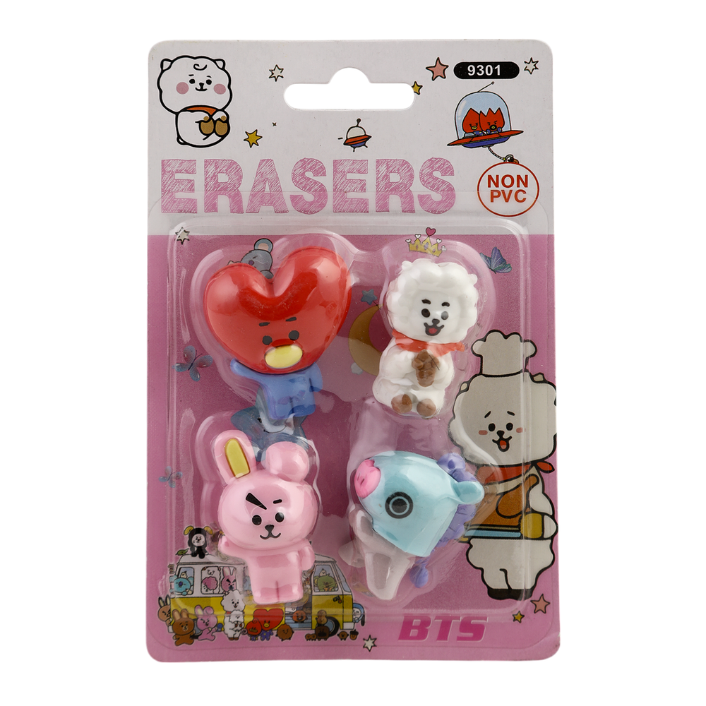 Cartoon Character Eraser Pack of 4, Stationery Supplies, Chase Value, Chase Value