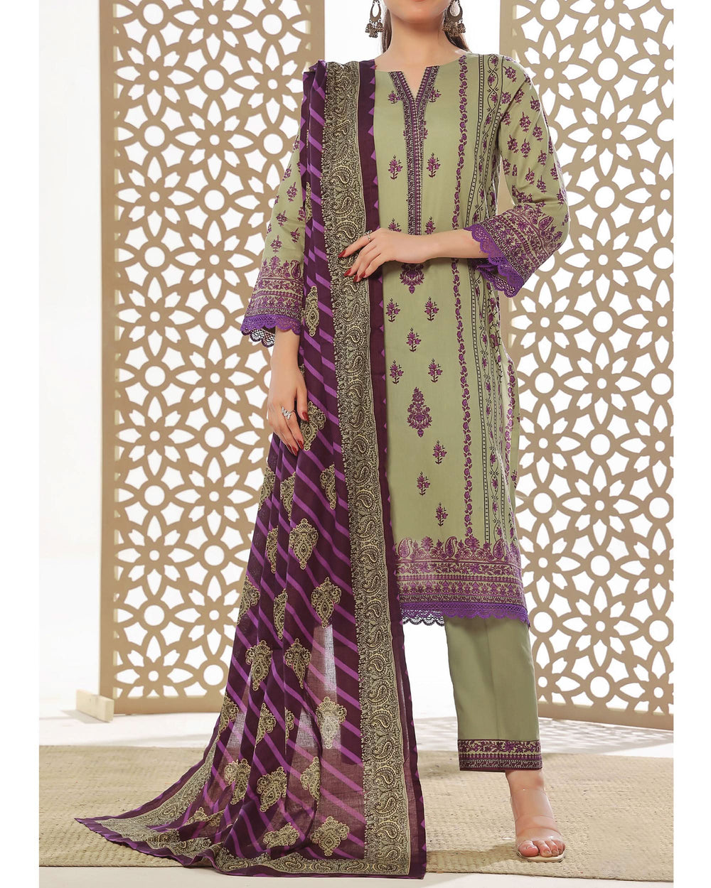 DAMAN Exclusive Lawn Printed 3-Piece Suit By VS Textile V-4, Women, 3Pcs Shalwar Suit, Chase Value, Chase Value