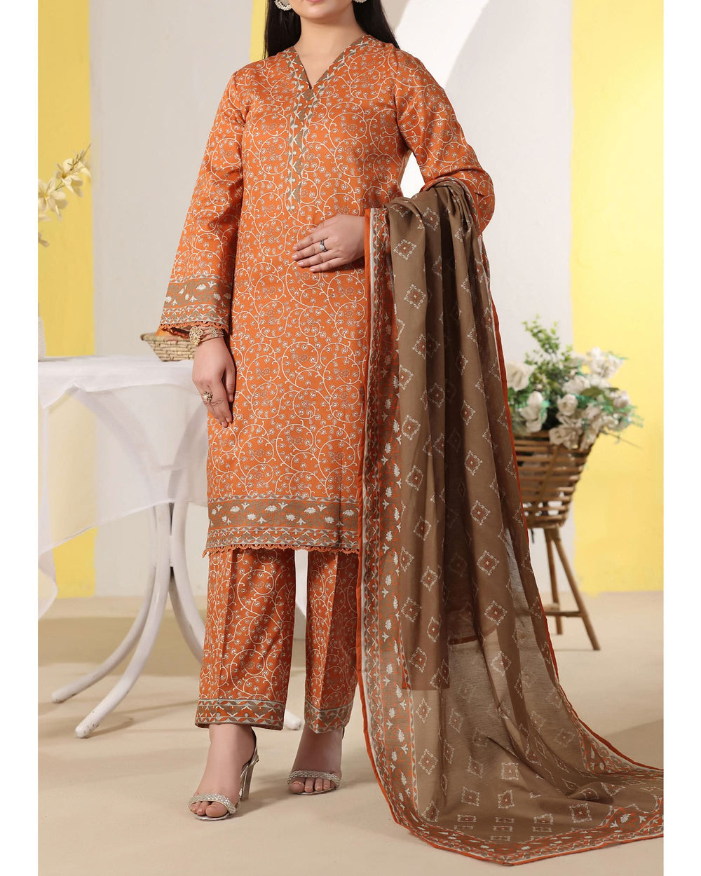 DAMAN Exclusive Lawn Printed 3-Piece Suit By VS Textile V-4, Women, 3Pcs Shalwar Suit, Chase Value, Chase Value