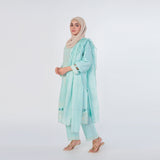Women's Slub 3Pcs Fancy Suit - Cyan, Women Shalwar Suits, Chase Value, Chase Value