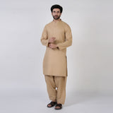 Men's Slim Fit Plain Kurta Shalwar Suit - Brown, Men's Shalwar Kameez, Chase Value, Chase Value