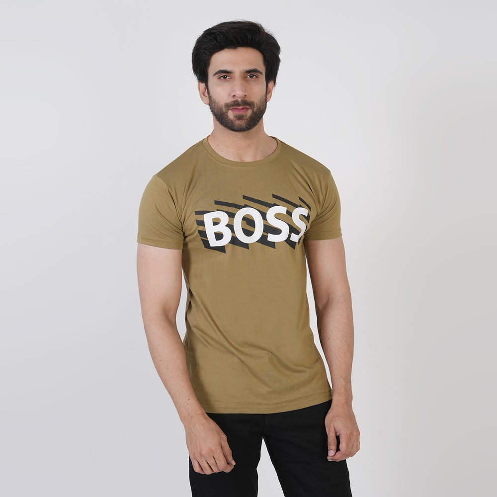 Men's Half Sleeves Printed T-Shirt - Olive Green, Men's T-Shirts & Polos, Chase Value, Chase Value