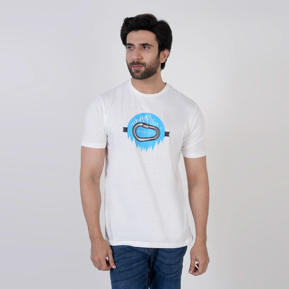 Men's Printed Half Sleeves T-Shirt - White, Men's T-Shirts & Polos, Chase Value, Chase Value