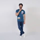 Men's Half Sleeves Printed T-Shirt - Steel Green, Men's T-Shirts & Polos, Chase Value, Chase Value