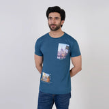 Men's Half Sleeves Printed T-Shirt - Steel Green, Men's T-Shirts & Polos, Chase Value, Chase Value