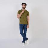 Men's Half Sleeves Round Neck T-Shirt - Olive Green, Men's T-Shirts & Polos, Chase Value, Chase Value