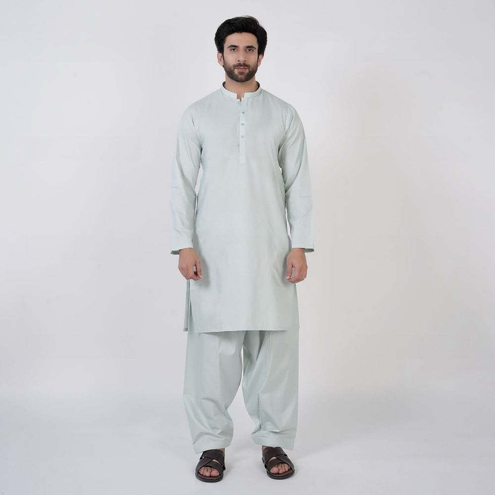 Men's Slim Fit Plain Kurta Shalwar Suit - Mint Green, Men's Shalwar Kameez, Chase Value, Chase Value