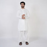 Men's Slim Fit Plain Kurta Shalwar Suit - White, Men's Shalwar Kameez, Chase Value, Chase Value