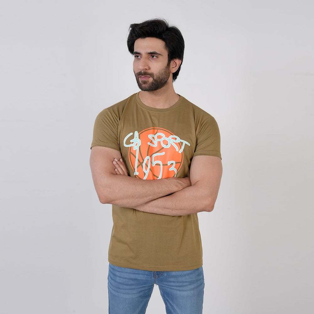 Men's Half Sleeves T-Shirt - Olive Green, Men's T-Shirts & Polos, Chase Value, Chase Value