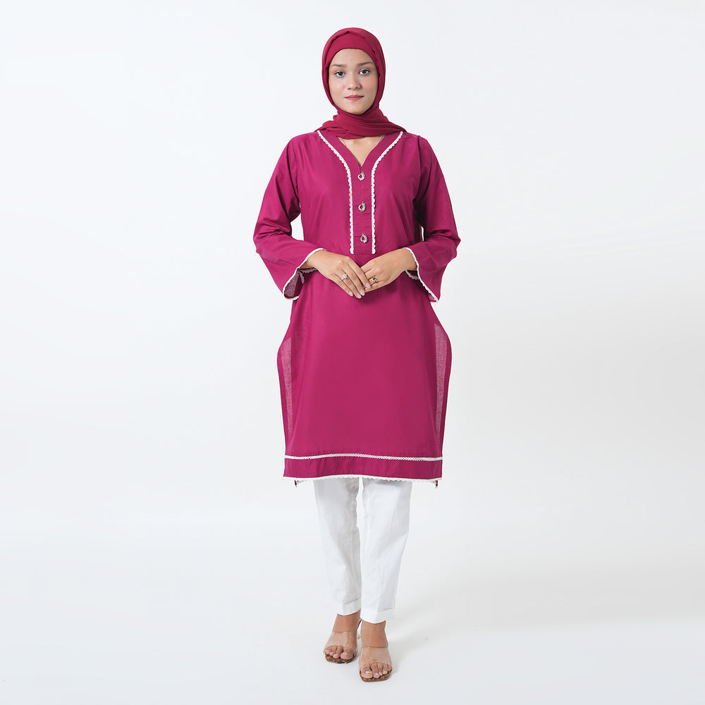 Women's Dyed Kurti - Maroon, Women Ready Kurtis, Chase Value, Chase Value