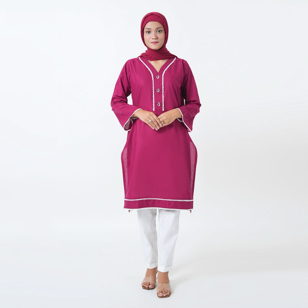 Women's Dyed Kurti - Maroon, Women Ready Kurtis, Chase Value, Chase Value