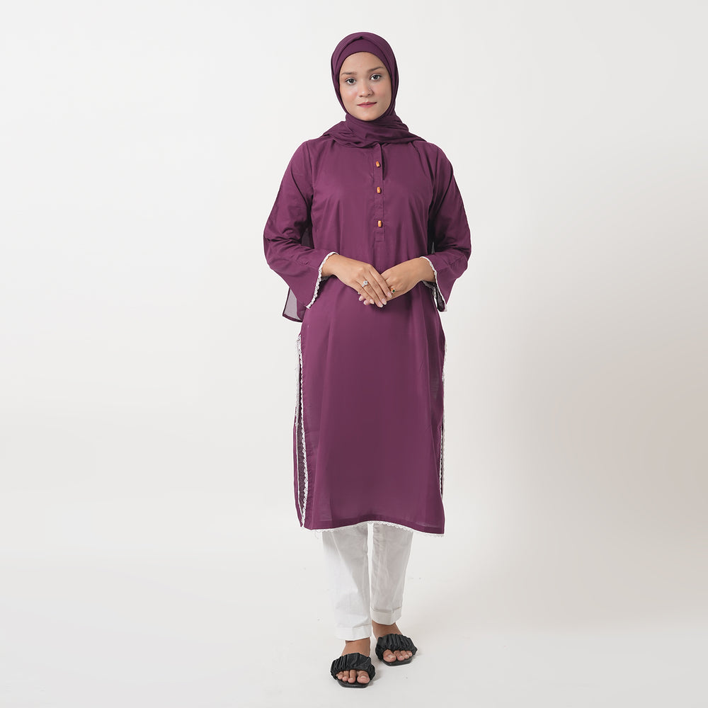 Women's Dyed Kurti - Purple, Women Ready Kurtis, Chase Value, Chase Value