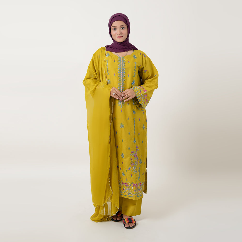 Women's Cotton Embroidered 2Pcs Suit - Green, Women Shalwar Suits, Chase Value, Chase Value