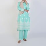 Women's Cotton Embroidered 2Pcs Suit - Cyan, Women Shalwar Suits, Chase Value, Chase Value