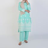 Women's Cotton Embroidered 2Pcs Suit - Cyan, Women Shalwar Suits, Chase Value, Chase Value