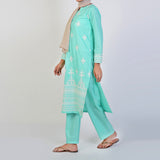 Women's Cotton Embroidered 2Pcs Suit - Cyan, Women Shalwar Suits, Chase Value, Chase Value