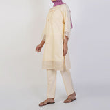Women's Self Jacquard Fancy 2Pcs Suit - Cream, Women Shalwar Suits, Chase Value, Chase Value