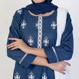 Women's Cotton Embroidered 3Pcs Suit -Steel Blue, Women Shalwar Suits, Chase Value, Chase Value