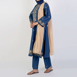 Women's Cotton Embroidered 2Pcs Suit - Steel Blue, Women Shalwar Suits, Chase Value, Chase Value