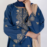 Women's Cotton Embroidered 2Pcs Suit - Steel Blue, Women Shalwar Suits, Chase Value, Chase Value