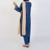 Women's Cotton Embroidered 2Pcs Suit - Steel Blue, Women Shalwar Suits, Chase Value, Chase Value