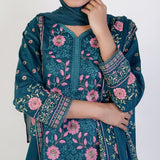 Women’s Stitched 3-Piece Cotton Suit – Teal Blue, Women Shalwar Suits, Chase Value, Chase Value