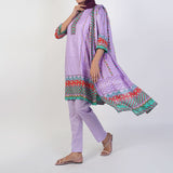 Women's Printed Stitched 3 PCS Suit - Purple, Women Shalwar Suits, Chase Value, Chase Value