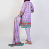 Women's Printed Stitched 3 PCS Suit - Purple, Women Shalwar Suits, Chase Value, Chase Value