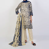 Women's Printed 3 Pcs Suit - Grey, Women Shalwar Suits, Chase Value, Chase Value