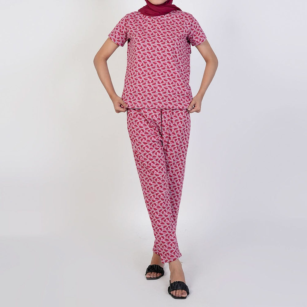 Women's Printed Half Sleeves Suit - Tea Pink, Women Co-Ord Set, Chase Value, Chase Value