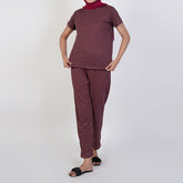 Women's Printed Half Sleeves Suit - Maroon, Women Co-Ord Set, Chase Value, Chase Value