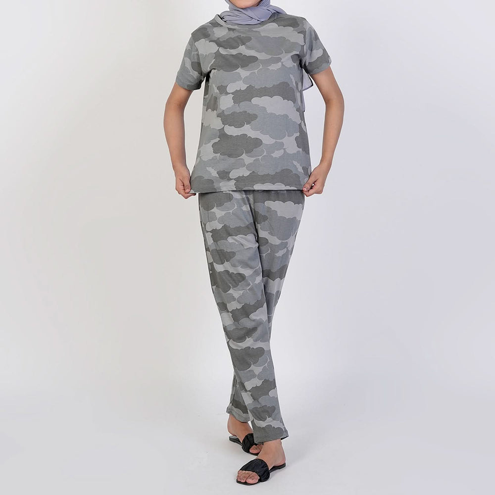 Women's Printed Half Sleeves Suit - Grey, Women Co-Ord Set, Chase Value, Chase Value