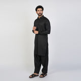 Men's Slim Fit Kameez Shalwar Suit - Black, Men's Shalwar Kameez, Chase Value, Chase Value
