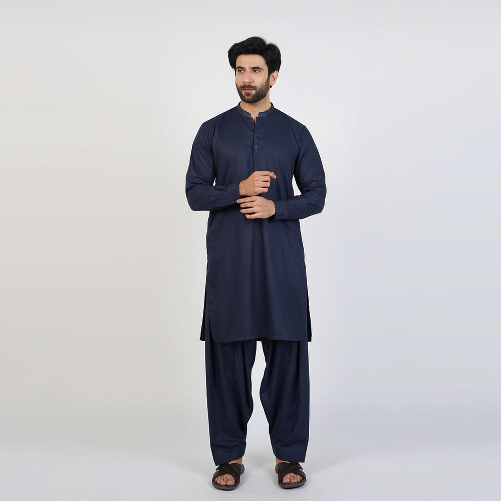 Eminent Men's Trim Fit Embroided Shalwar Suit - Navy Blue, Men's Shalwar Kameez, Eminent, Chase Value