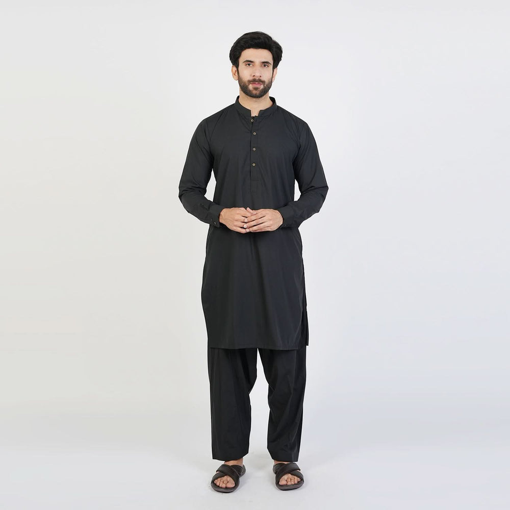 Eminent Men's Trim Fit Plain Shalwar Suits - Jet Black, Men's Shalwar Kameez, Eminent, Chase Value
