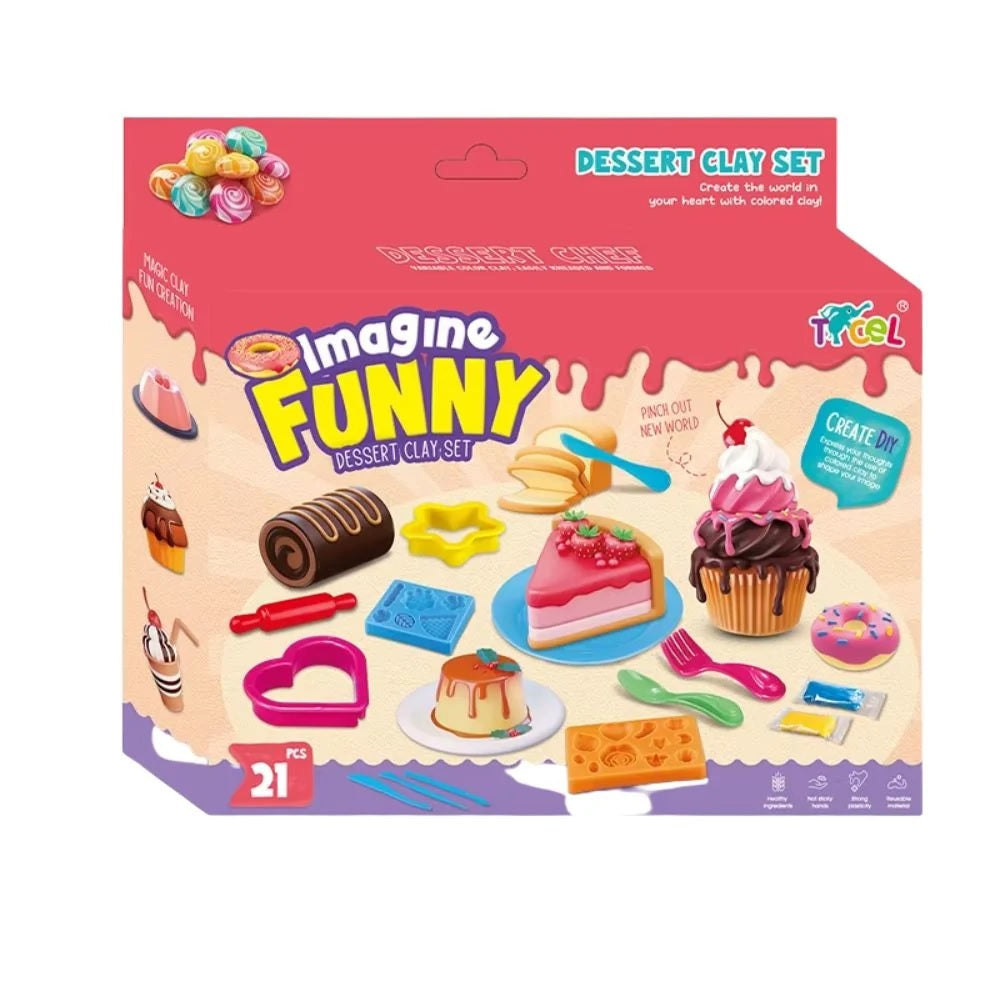 Plasticine Toy for 3+ Years Dessert Clay Set – 21pcs, Clay & Slime, Chase Value, Chase Value