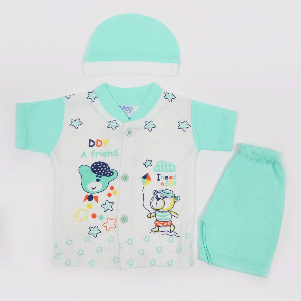 Newborn Boys Half Sleeves Suit - Cyan, Newborn Boys Sets & Suits, Chase Value, Chase Value