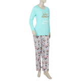 Women's Full Sleeves Night Suit - Cyan, Women Night Suit, Chase Value, Chase Value