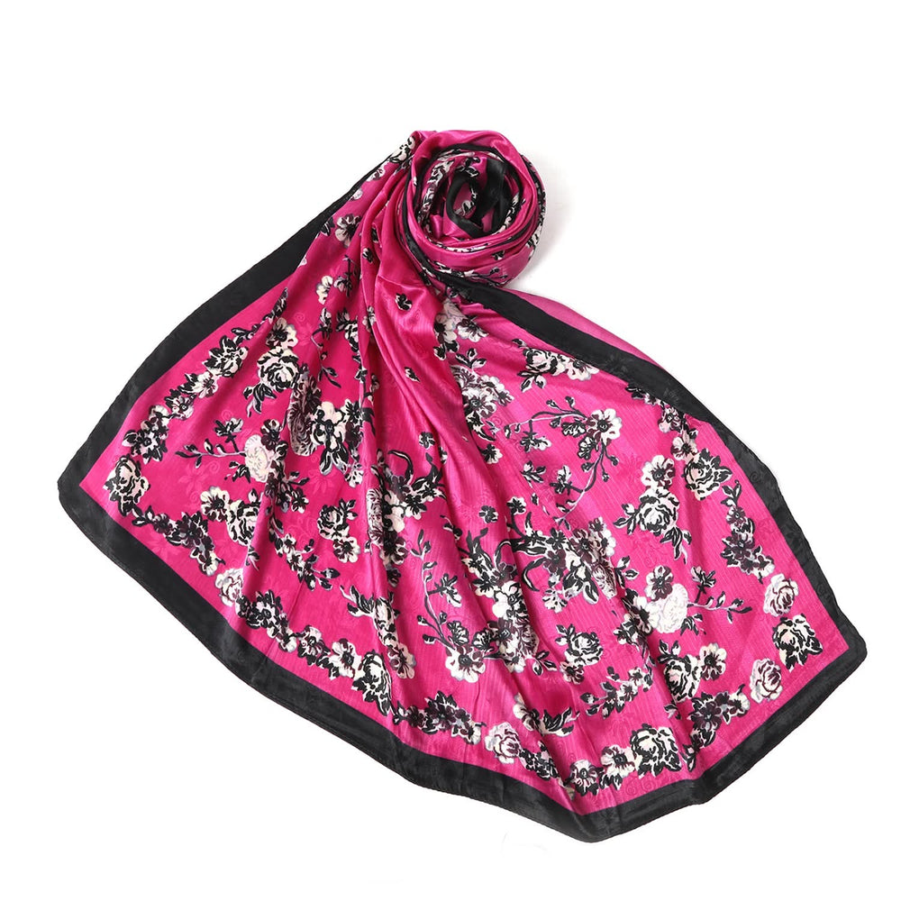 Women's Silk Scarf - Dark Pink, Women Scarf Pins & Brooches, Chase Value, Chase Value