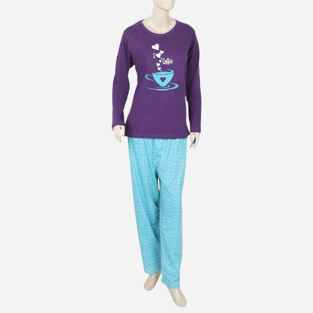 Women's Full Sleeves Night Suit - Dark Purple, Women Night Suit, Chase Value, Chase Value